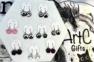 cat dog paw earrings
