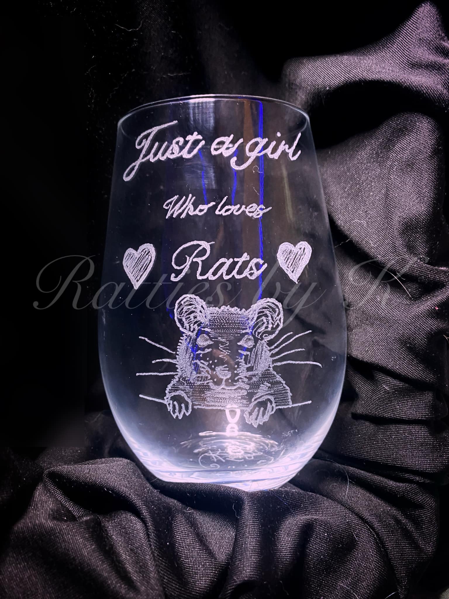 engraved rat glass